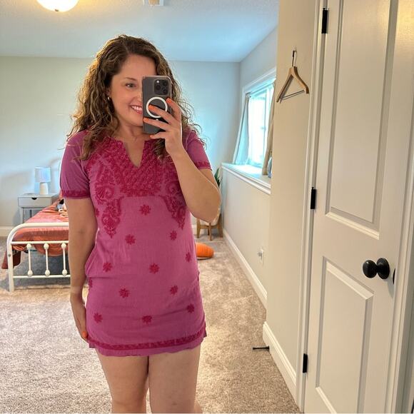 Tuckernuck Roller Rabbit Pink Floral Embroidered Mini Dress XS - Picture 5 of 13